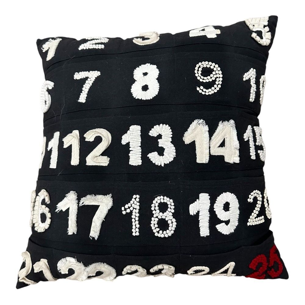Advent‎ Calender Christmas Black White 3D Pillow Pockets NWT Magnolia Home